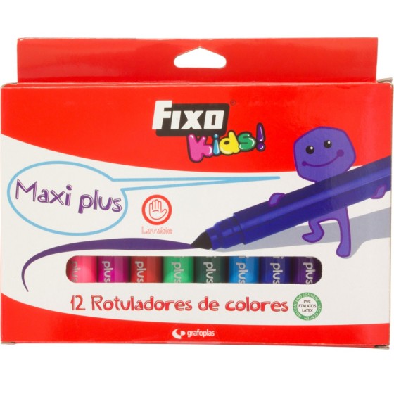 Caja 12 Rotuladores Maxi Plus Escolares Colores Surtidos Fixo Kids