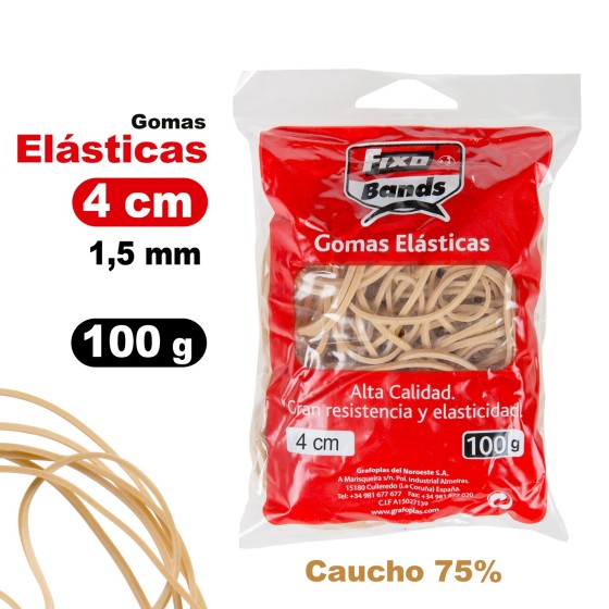 Bolsa 100 G Gomas Elásticas 1.5 mm X 4 Cm Fixo