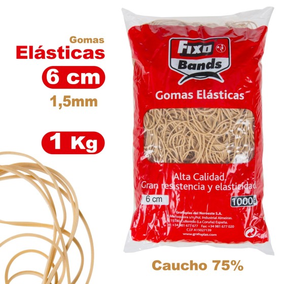 Bolsa 1000 G Gomas Elásticas 1.5mm X 6Cm Fixo