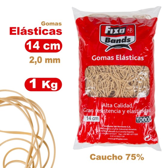 Bolsa 1000 G Gomas Elásticas 2mm X 14Cm Fixo