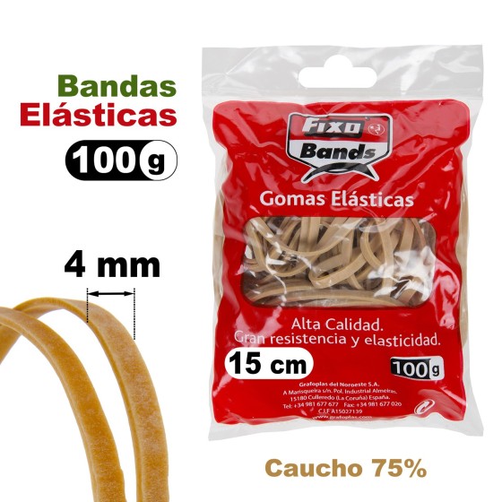 Bolsa 100 G Bandas Elásticas 4mm X 15Cm Fixo