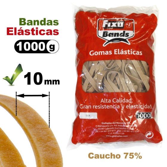 Bolsa 1000 G Bandas Elásticas 10mm X 12Cm Fixo