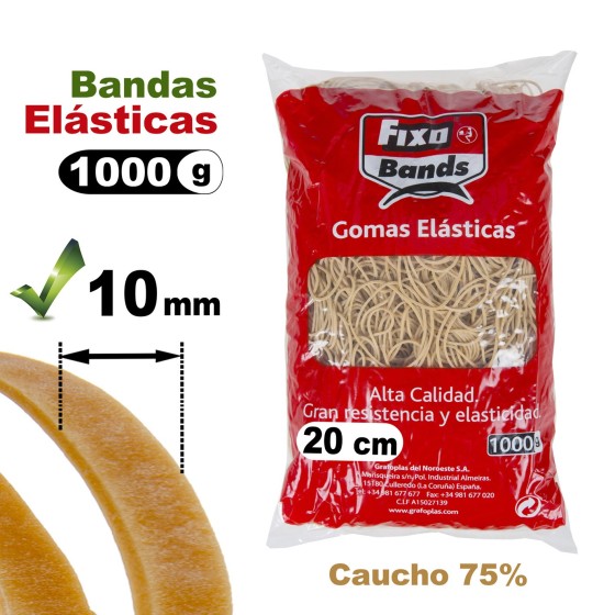Bolsa 1000 G Bandas Elásticas 10mm X 20Cm Fixo
