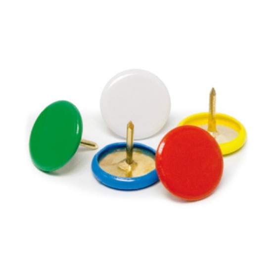 Caja 100 Chinchetas Plastificadas Colores Surtidos "10.5 mm" Kores