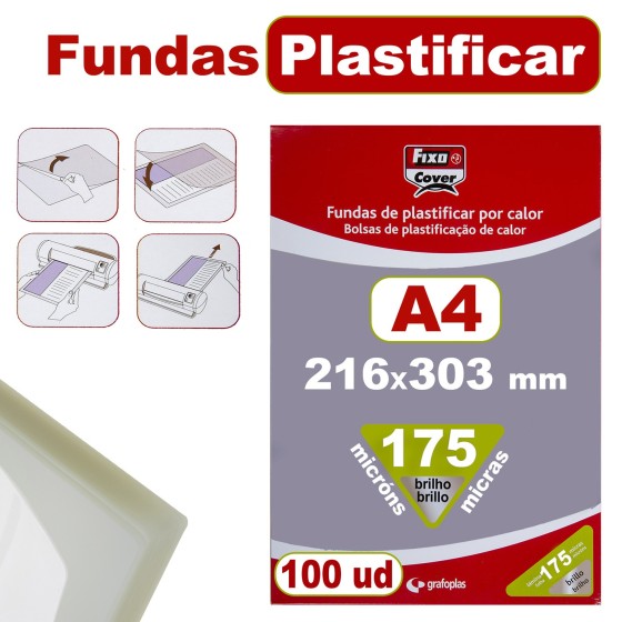 Caja 100 Fundas Plastificar 216X303 mm 175 Micras Fixo