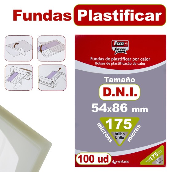 Caja 100 Fundas Plastificar 54X86 mm 175 Micras Fixo