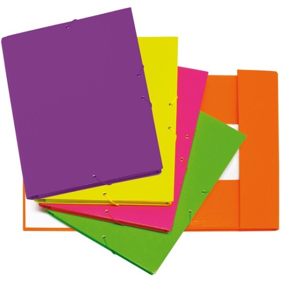 Carpeta Gomas Con 3 Solapas Papel Plastificado Soft Folio Colores Surtidos Fluorgraf Grafoplás