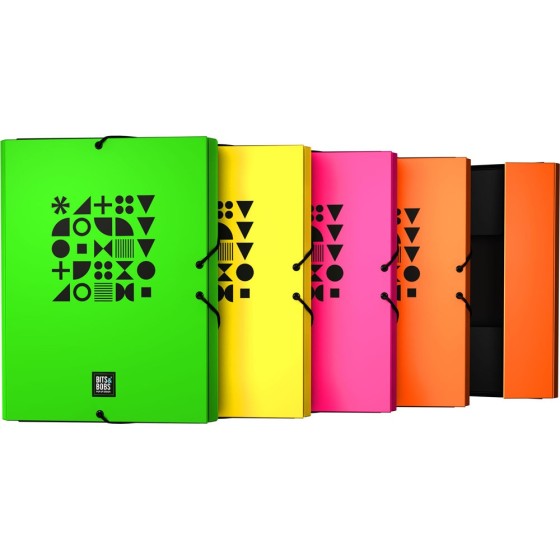 Carpeta Gomas Con 3 Solapas Carton Forrado Soft Folio Colores Surtidos Fsc Bits&Bobs  Fluor Grafoplás