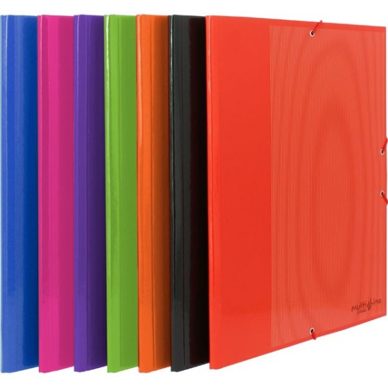 Carpeta Gomas Con 3 Solapas Papel Plastificado Brillo Folio Colores Surtidos Fsc Multiline Grafoplás