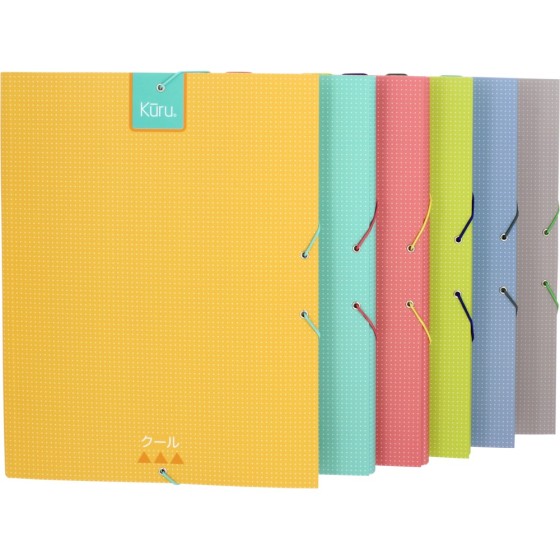 Carpeta Gomas Con 3 Solapas Papel Plastificado Soft Folio Turquesa Fsc Kuru Grafoplás