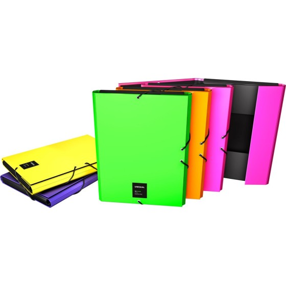 Carpeta Gomas Con 3 Solapas Papel Plastificado Soft Folio Colores Surtidos Fsc Unequal Fluor Grafoplás