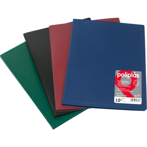Carpeta Con Fundas  Poliplás PP Opaco Semirígido Folio 50 Fundas Granate Poliplas Opaco Grafoplás
