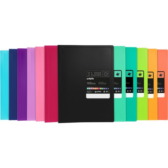 Carpeta Con Fundas  Poliplás PP Opaco Semirígido Folio 50 Fundas Rosa Like Grafoplás