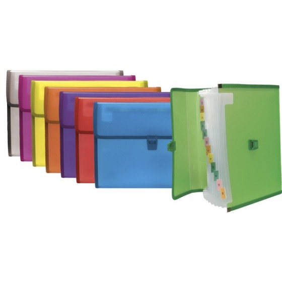 Clasificadores 13 Bolsas  PP Translúcido Liso Broche Folio Azul Fuelle Translucido Grafoplás