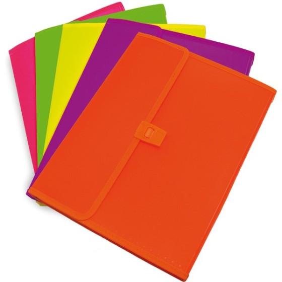 Clasificadores 13 Bolsas  PP Translúcido Liso Broche Folio Colores Surtidos Fluorgraf Grafoplás