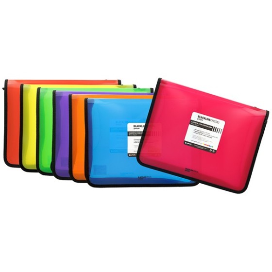 Carpeta Con Cremallera PP Translúcido Rayado Oblicuo A4+ Naranja Blackline Grafoplás