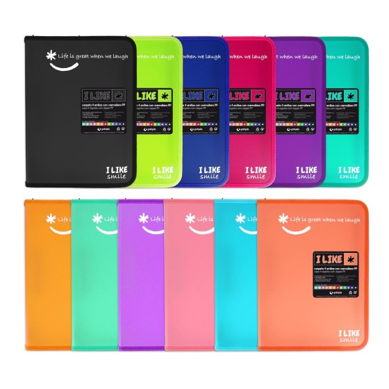 Carpeta Con Cremallera A4+ 4 Anillas x 25 mm. Verde Agua Like Grafoplás