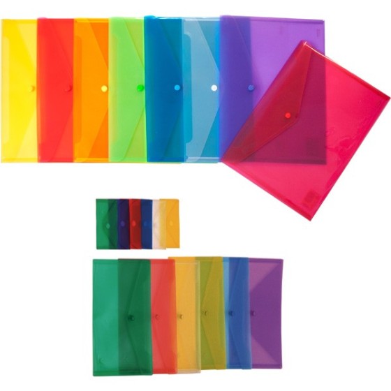 Sobres PP Translúcido Con Cierre Broche Folio Colores Surtidos Ecoplas Grafoplás