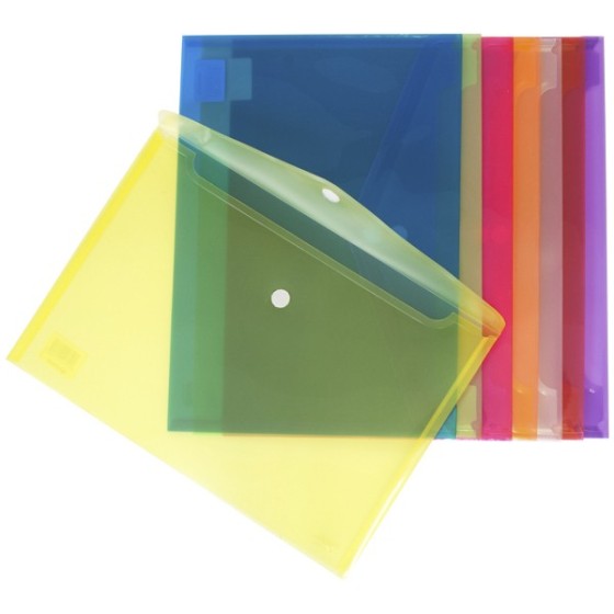 Pack 12 Uds Sobres PP Translúcido Con Cierre Textil Folio Transparente Ecoplas Grafoplás