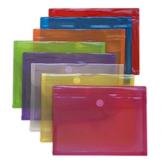 Pack 5 Uds Sobres PP Translúcido Rayado Vertical Con Cierre Textil Folio+Fuelle Naranja Multiline Grafoplás