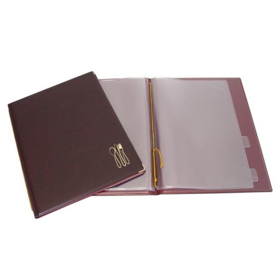 Portamenú Con Fundas Con Cordón  Pvc Folio Burdeos 2 Fundas Restaurantes Grafoplás