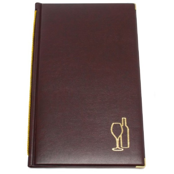 Carpeta Con Fundas Con Cordón Carta De Vinos Pvc 1/2 A4 Burdeos 2 Fundas Restaurantes Grafoplás