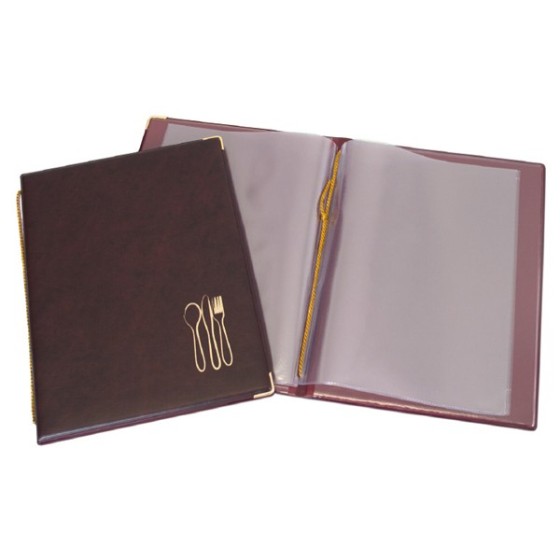 Carpeta Con Fundas Con Cordón Portamenú Pvc 4º Burdeos 2 Fundas Restaurantes Grafoplás