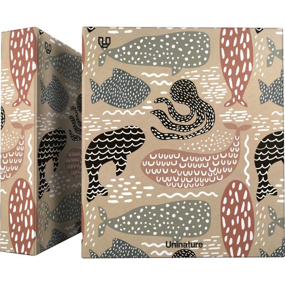 Carpeta De Anillas Uninature Kraft Soft A4 4X40mm Fsc Uninature Design Ballenas Grafoplás