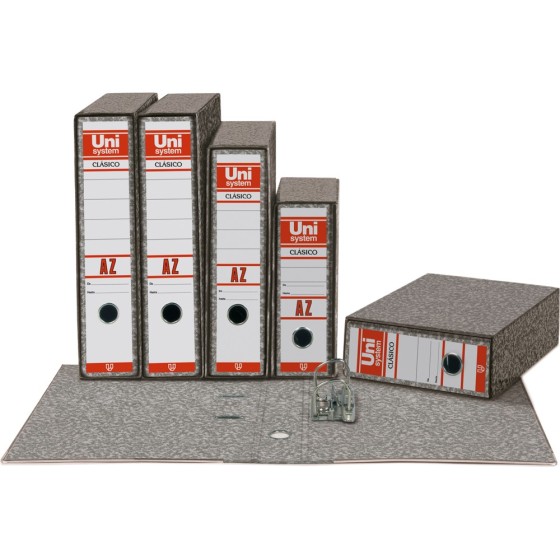 Archivador Jaspeado 4º Apaisado 65mm Gris Fsc Uniclasico Unisystem