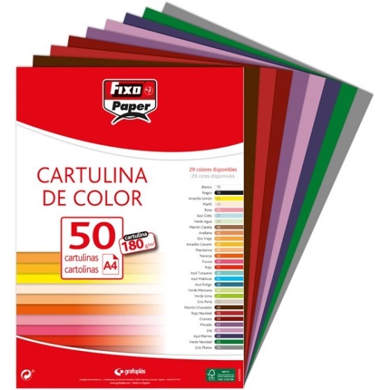 Paquete 50 Cartulinas Clásica A4 180 G Verde Navidad Fsc Fixo