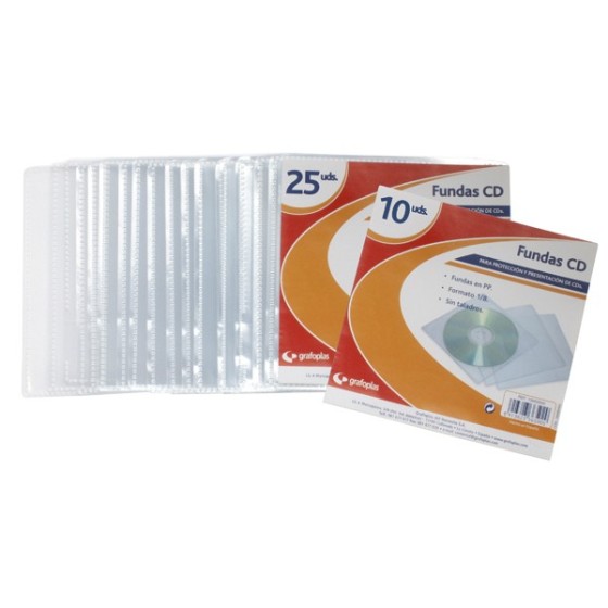 Bolsa 25 Fundas Cd PP 1/8 Transparente Grafoplás