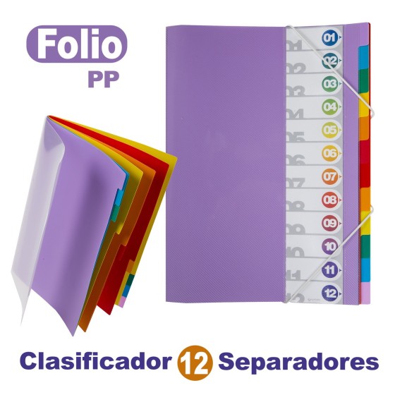 Clasificadores PP Translúcido Rayado Oblicuo Gomas Folio Transparente PP Multicolor Grafoplás