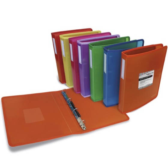 Carpeta De Anillas PP Translúcido Rayado Vertical A4+ 4X25mm Naranja Multiline Grafoplás