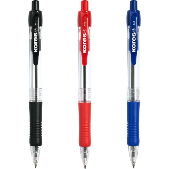 Boligrafos Tinta Base Aceite Punta Retráctil 0.7 mm Negro Kores