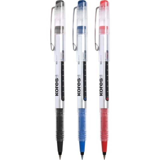 Boligrafos Tinta Líquida Con Capuchón 0.5 mm Negro Kores