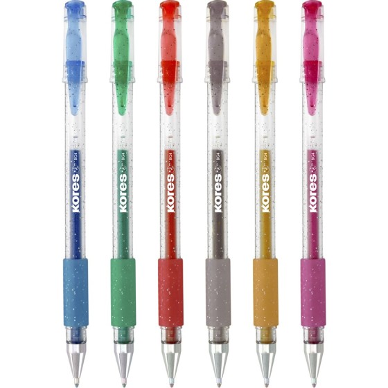 Pack 6 Boligrafos Tinta Gel Con Capuchón 1.0 mm Glitter Kores