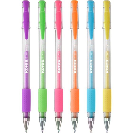 Pack 6 Boligrafos Tinta Gel Con Capuchón 1.0 mm Pastel Kores