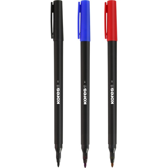 Rotuladores Base Agua Punta Cónica Negro Kores