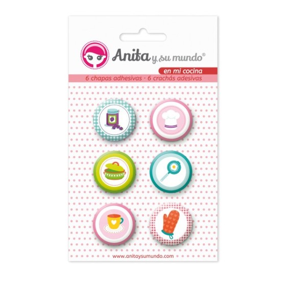 Pack 6 Chapas Adhesivas En Mi Cocina 25 mm. Anita