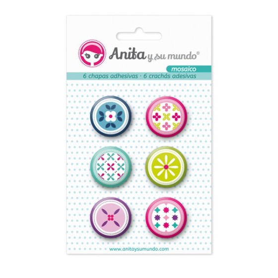 Pack 6 Chapas Adhesivas Mosaico 25 mm. Anita