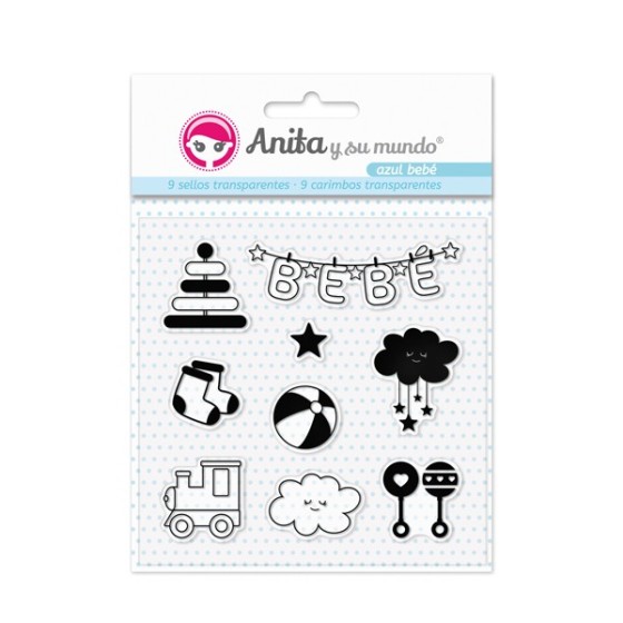 Pack 9 Sellos Acrílicos Azul Bebe 17 Anita