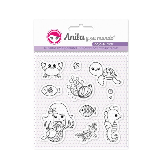 Pack 10 Sellos Acrílicos Bajo El Mar Anita