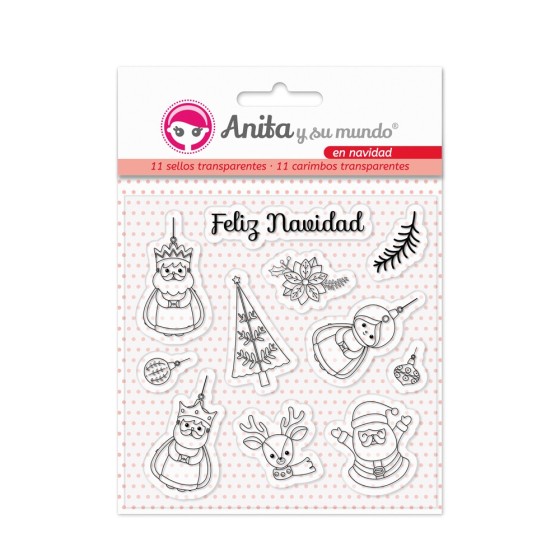 Pack 11 Sellos Acrílicos En Navidad Anita