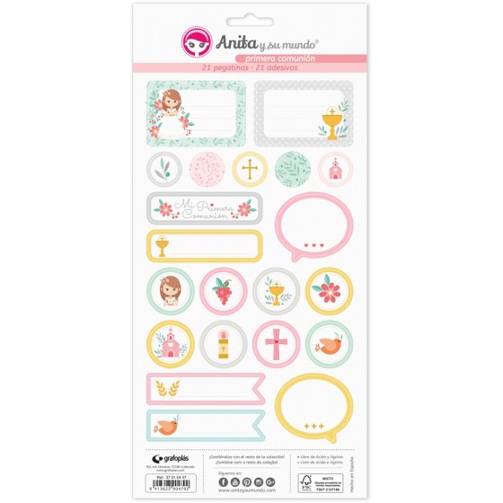 Pack 5 Hojas Pegatinas 15X32 Cm Papel Primera Comun.20 Ell Fsc Anita