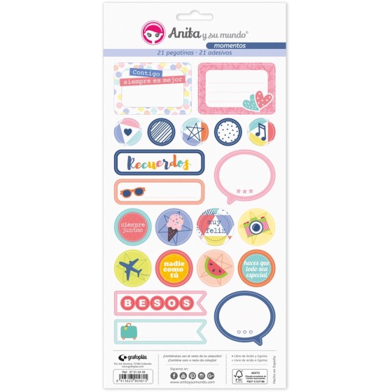 Pack 5 Hojas Pegatinas 15X32 Cm Papel Momentos Fsc Anita