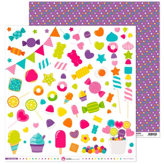 Pack 5 Papeles Decorados 12X12" 180 G Figuras Recortables Mis Chuches 16 Fsc Anita