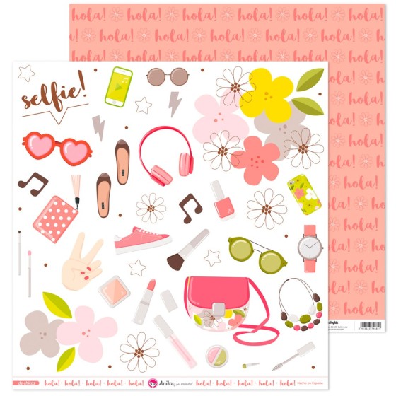 Pack 5 Papeles Decorados 12X12" 180 G Figuras Recortables De Chicas Fsc Anita