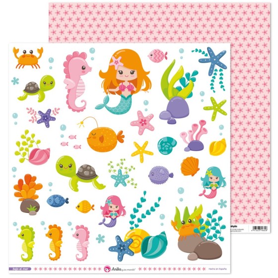 Pack 5 Papeles Decorados 12X12" 180 G Figuras Recortables Bajo El Mar Fsc Anita
