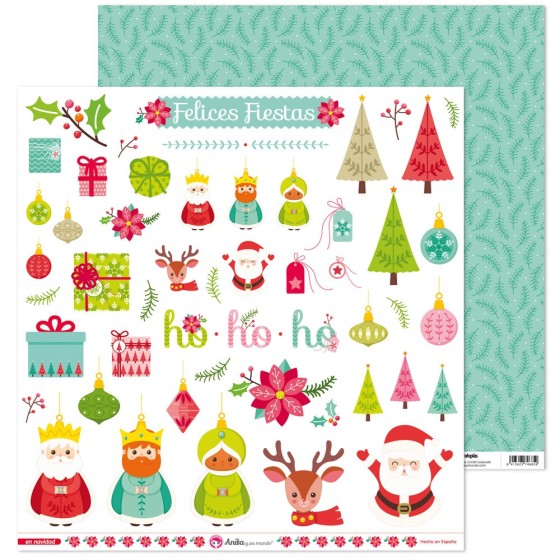 Pack 5 Papeles Decorados 12X12" 180 G Figuras Recortables En Navidad Fsc Anita