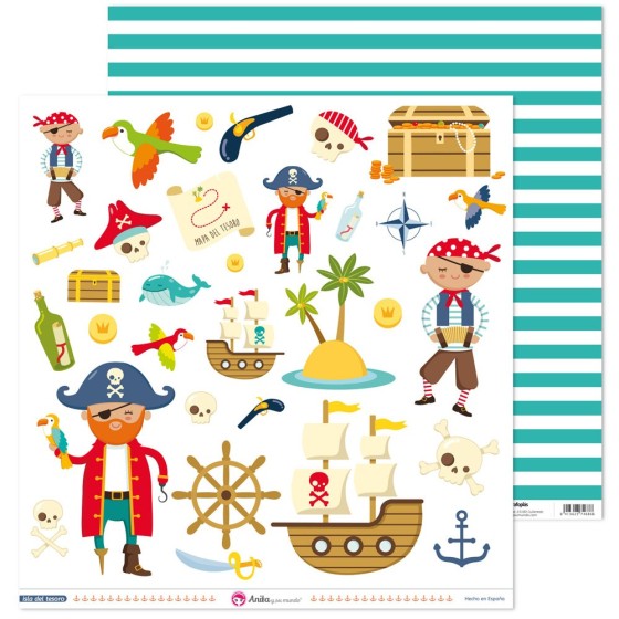 Pack 5 Papeles Decorados 12X12" 180 G Figuras Recortables Isla Del Tesoro Fsc Anita